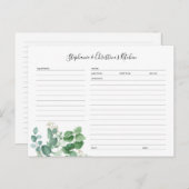 Botanische groen bewerkbare recept Kaart sjabloon (Voorkant / Achterkant)