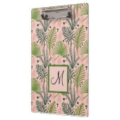 Botanische groen bladeren monogram roze koraal klembord (Links)
