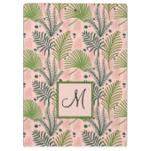 Botanische groen bladeren monogram roze koraal klembord (Achterkant)