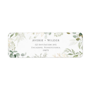 Botanische groen en gouden retour adreslabel etiket