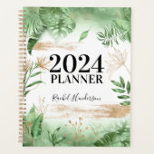 Botanische groen en gouden speciaal aangepast planner (Voorkant)