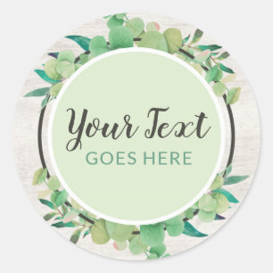 Botanische groen Eucalyptus & Rustige houtsoorten  Ronde Sticker