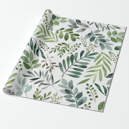 Botanische groen laat Waterverf over Cadeaupapier (Uitgerold)