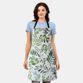 Botanische groen laat Waterverf over  Schort (Gedragen)