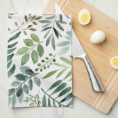 Botanische groen laat Waterverf over Theedoek (Quarter Fold)