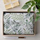Botanische groen laat Waterverf over  Tissuepapier (Geschenk)