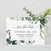 Botanische groen loof Waterverf bruiloft opslaan Save The Date (Staand voorkant)