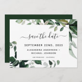 Botanische groen loof Waterverf bruiloft opslaan Save The Date (Voorkant / Achterkant)