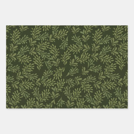 Botanische groen rood en groene kerst inpakpapier vel (Voorkant 3)