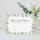 Botanische groene Baby shower Advice Kaarten (Staand voorkant)