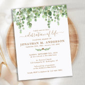 Botanische groene begrafenisviering van het leven uitnodiging briefkaart