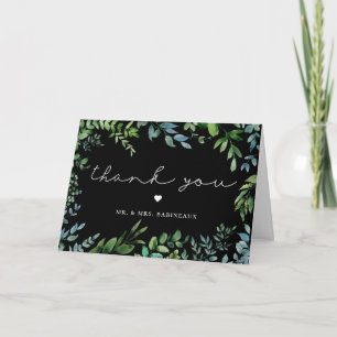 Botanische groene Black Wedding Foto Bedankt