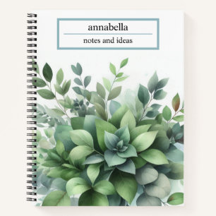 Botanische groene bladeren Waterverf Elegant Notit Notitieboek