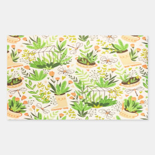 Botanische groene bloemen voor tuin rechthoekige sticker