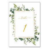 Botanische groene bruiloft Gold Glitter Number 1, Kaart (Voorkant)