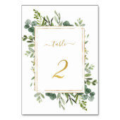 Botanische groene bruiloft Gold Glitter Number 2, Kaart (Voorkant)