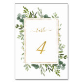 Botanische groene bruiloft Gold Glitter Number 4, Kaart (Voorkant)