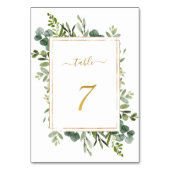 Botanische groene bruiloft Gold Glitter Number 7, Kaart (Voorkant)