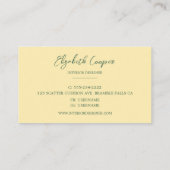 Botanische groene en crèmekleurige lederen patroon visitekaartje (Achterkant)