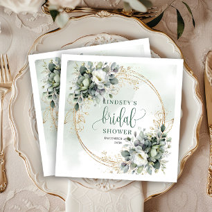Botanische Groene Gouden Bruiloftsfeest Servetten