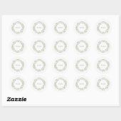Botanische groene huwelijksenvelopzegels ronde sticker (Vel)