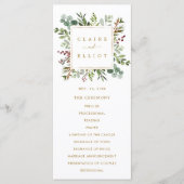 Botanische groene kerst gouden bruiloft programma (Voorkant)