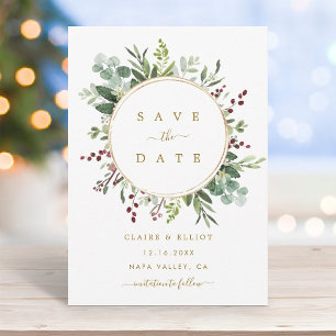 Botanische Groene Kerst Mis Huwelijk Goud Save The Date