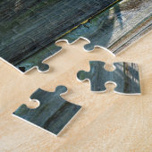 Botanische groene kruiden distressed houtnerf legpuzzel (Zijkant)