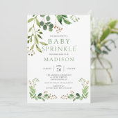 Botanische groene lef Baby Sprinkle Invitation Kaart (Staand voorkant)