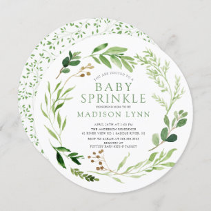 Botanische groene lef Baby Sprinkle Invitation Kaart