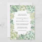 Botanische groene Succulents Border Wedding Kaart (Voorkant)