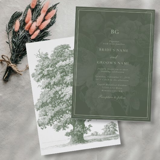 Botanische Groene Tuin Party Wedding Theme Kaart