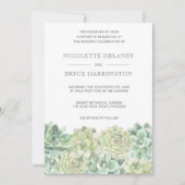 Botanische groene Waterverf Succulent Wedding Kaart (Voorkant)