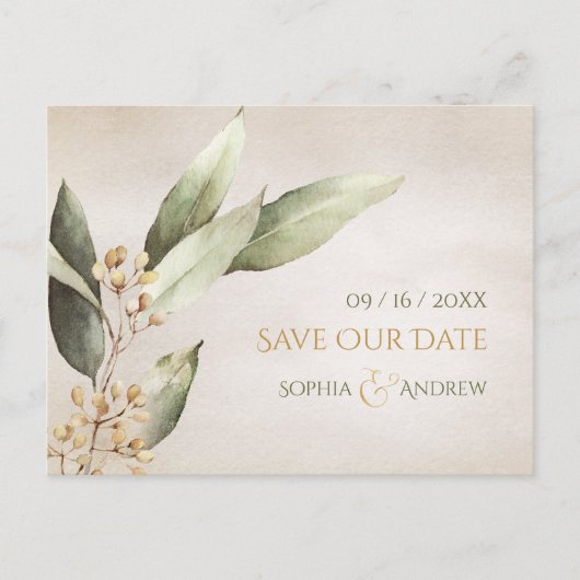 Botanische groenery , behalve de datum aankondigingskaart (Voorkant)