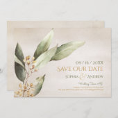 Botanische groenery , behalve de datum save the date (Voorkant / Achterkant)