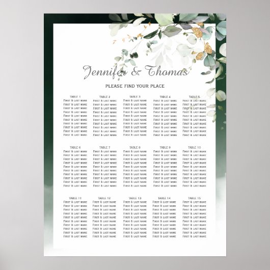 Botanische groenzitjes met eucalyptus poster (Voorkant)