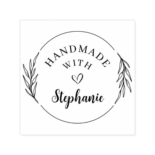 Botanische Hand-getrokken Handgemaakt met Liefde R Zelfinktende Stempel (Design)