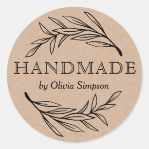 Botanische handgemaakte kleine bedrijven op maat ronde sticker