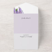Botanische Hangende Paarse Wisteria Bruiloft All In One Uitnodiging (Buitenkant)
