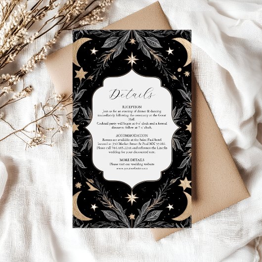 Botanische Hemelse Maan Sterren Huwelijk Informatiekaartje