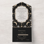 Botanische  Hemelse Maan Sterren Wedding All In One Uitnodiging (Binnen)