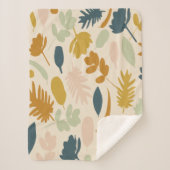 Botanische Herfst bloemen en bladeren Patroon Sherpa Deken (Voorkant)