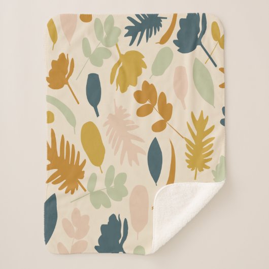 Botanische Herfst bloemen en bladeren Patroon Sherpa Deken (Voorkant)