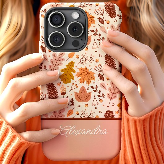 Botanische Herfst Bloemige Bladeren Script Naam Case-Mate iPhone Case