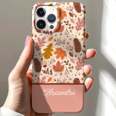 Botanische Herfst Bloemige Bladeren Script Naam Case-Mate iPhone Case