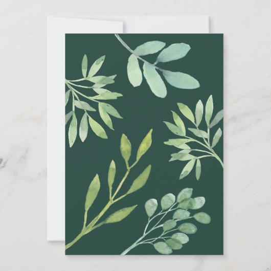 Botanische huwelijksuitnodiging met Emerald Green Kaart (Achterkant)