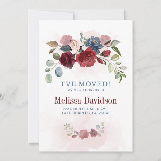 Botanische Ik ben verhuisd bloemig nieuw huis Aankondiging (Voorkant)