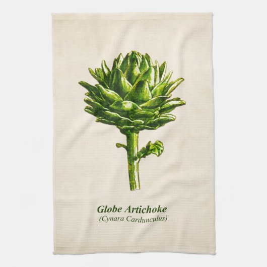  botanische illustratie, Artichoke Theedoek (Verticaal)