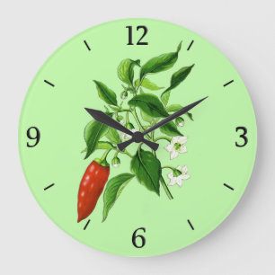  botanische illustratie, Chili Pepper Grote Klok