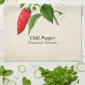  botanische illustratie, Chili Pepper Theedoek (Gevouwen)